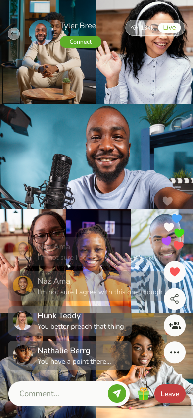 Multiple people going live together screen