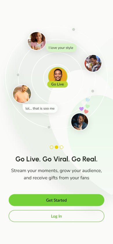 Onboarding screen showing Go Live CTA